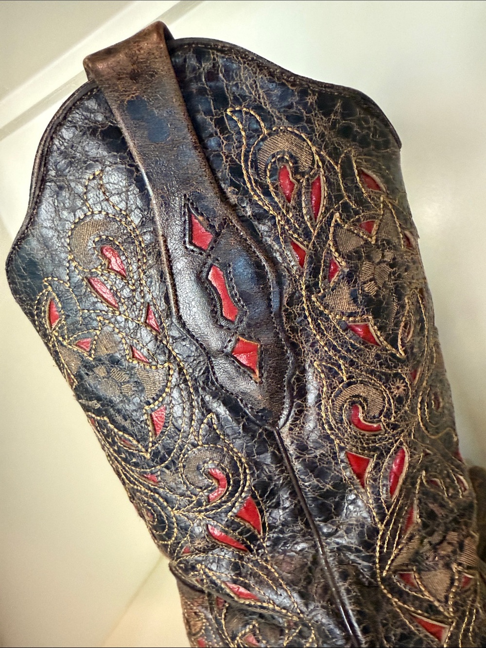 Corral Western Leather Cowgirl Boots with Red Inset Embroidery - Women - Picture 9 of 9